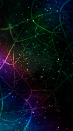 Abstract fractal fantastic space background with network. Vertical banner. Used for design and creativity, for screensavers.の写真素材