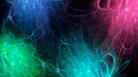 Abstract fractal background with cosmic glow. Horizontal banner. Used for design and creativity, for screensavers.の写真素材