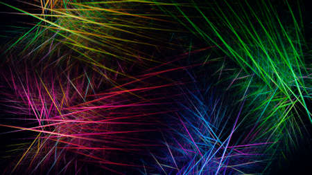 Abstract fractal neon illustration of glowing multicolored rays. Disco background. Used for design and creativity, for screensavers.の写真素材