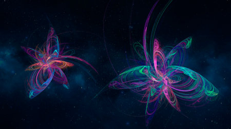 Abstract beautiful fractal background in the form of butterflies and flowers. Suitable for use in...