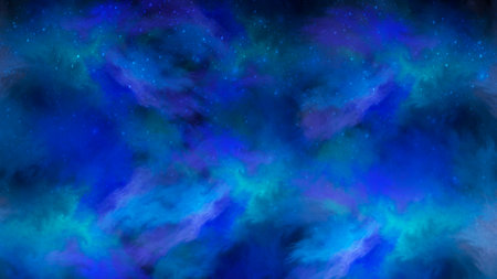 Abstract blue fractal background in the form of clouds and lightning. Suitable for use in imagination, creativity and design projects.の写真素材