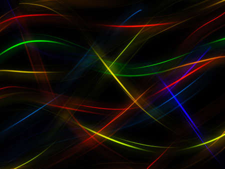 Abstract smooth multicolored waves background on black. Artistic bright bacground.の写真素材