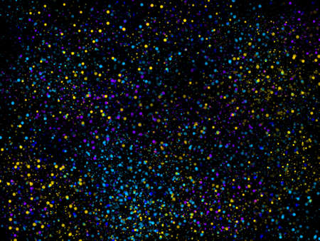 Neon green, yellow, purple and blue random round paint splashes on black background. Abstract colorful texture for web-design, website, presentations, digital printing, fashion or concept design.の写真素材