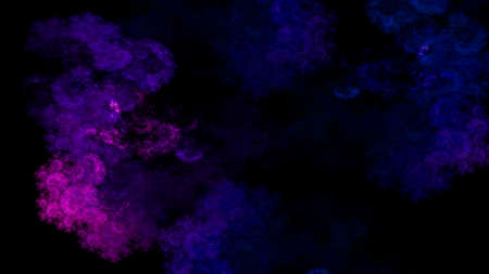 Abstract space illustration of blue and pink clouds and fractal stars on black background. Used for design and creativity, for screensavers.の写真素材