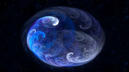 Abstract fractal background with cosmic glow. Colors of rainbow. Horizontal banner. Used for design...