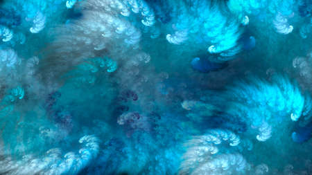 Abstract blue beautiful fractal background in the form of clouds and feathers and is suitable for...