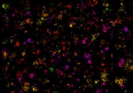 Abstract multicolored brush strokes, drops, splashes of paint on a black background. Abstract colorful texture for web design, websites, presentations, digital print, trendy or concept design.の写真素材