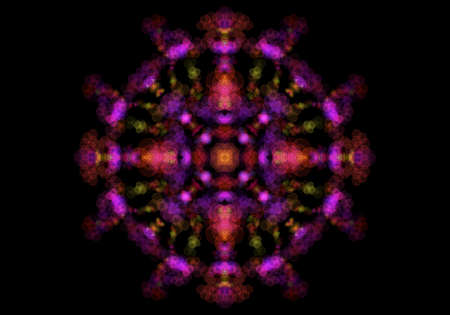 Multicolored kaleidoscope mandala on a black backgroundの写真素材
