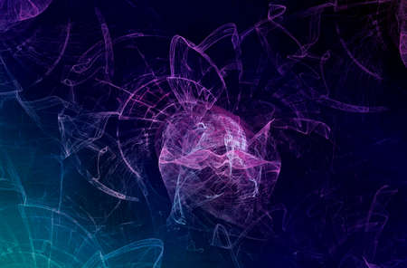 Abstract fractal background with cosmic glow. The colors magenta and cyan on a black background....