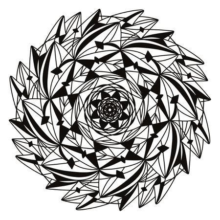 Monochrome ethnic mandala design. Anti-stress coloring page for adults. hand drawn illustration. coloring page.の写真素材