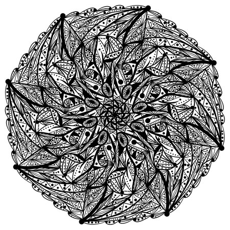 Monochrome ethnic mandala design. Anti-stress coloring page for adults. hand drawn illustration. coloring page.の写真素材