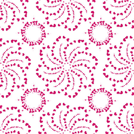 Seamless pattern with red hearts on a white backgroundの写真素材