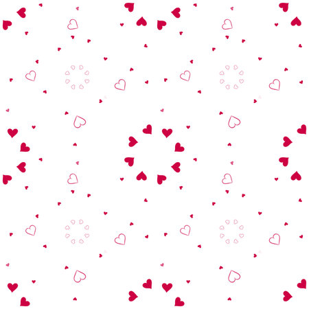 Seamless pattern with red hearts on a white backgroundの写真素材