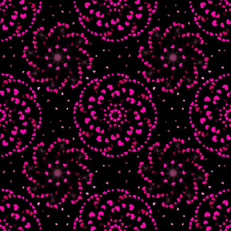 Seamless pattern with pink hearts on a dark background. Valentine's Dayの写真素材