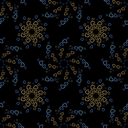 Print with hearts in kaleidoscopic ornamental style.の写真素材