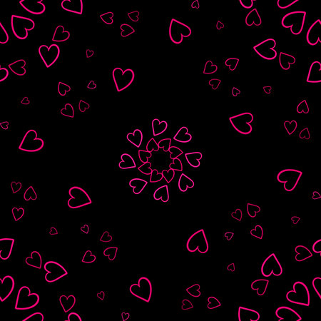 Seamless pattern with pink hearts on a dark background. Valentine's Dayの写真素材