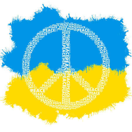 Peace sign on the background of yellow and blue colors Ukraineの写真素材