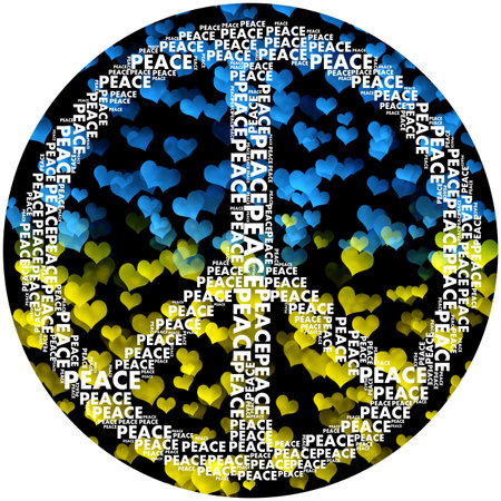 Peace sign on the background of yellow and blue colors Ukraineの写真素材