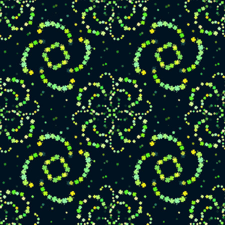 A seamless green and yellow clover pattern for your good luck! Cute seamless shamrock pattern for St. Patrick's Day. Clover seamless background.の写真素材