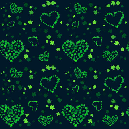 A seamless green and yellow clover pattern for your good luck! Cute seamless shamrock pattern for St. Patrick's Day. Clover seamless background.の写真素材