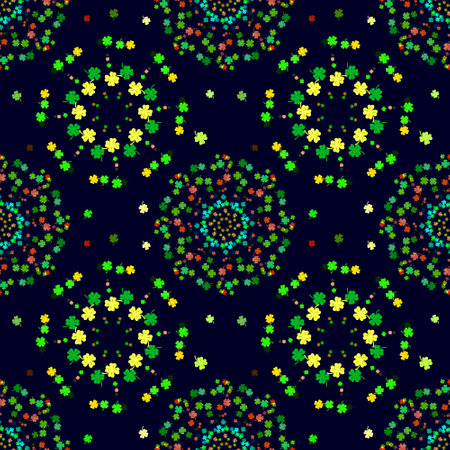 A seamless green and yellow clover pattern for your good luck! Cute seamless shamrock pattern for St. Patrick's Day. Clover seamless background.の写真素材