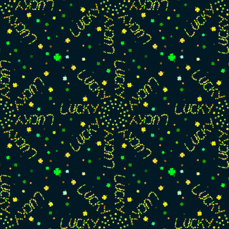 A seamless green and yellow clover pattern for your good luck! Cute seamless shamrock pattern for St. Patrick's Day. Clover seamless background.の写真素材