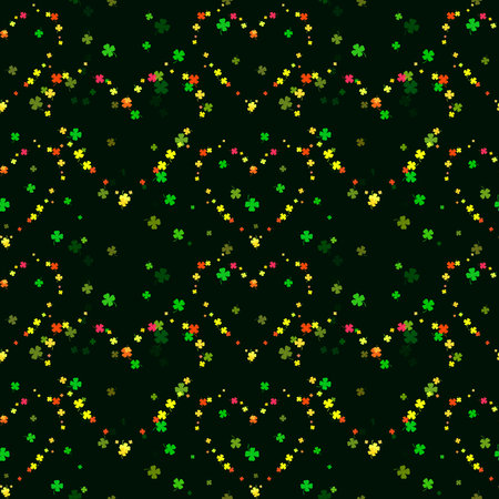 A seamless green and yellow clover pattern for your good luck! Cute seamless shamrock pattern for St. Patrick's Day. Clover seamless background.の写真素材