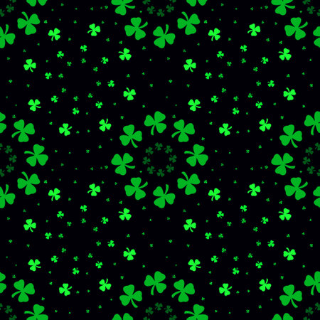 A seamless green and yellow clover pattern for your good luck! Cute seamless shamrock pattern for St. Patrick's Day. Clover seamless background.の写真素材