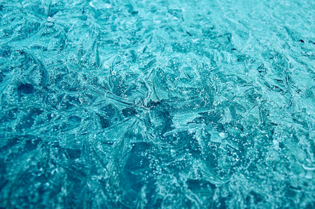 Winter frost patterns on the glass. Ice patterns on winter glassの写真素材