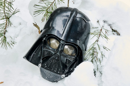 Vader black mask in the snow.の写真素材