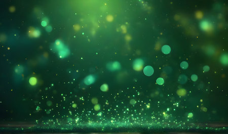 Abstract green bokeh background. Glitter vintage lights background.の素材