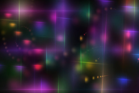 Beautiful abstract colorful background with neon lines. Fantastic glowの写真素材