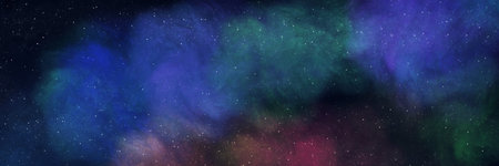 Colorful Starry Nebula with Swirling Cosmic Clouds