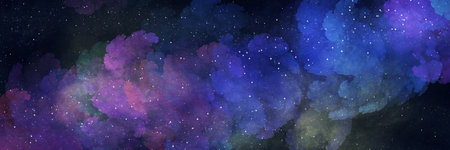 Bright multi-colored clouds and nebula with star field in space