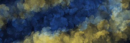 Blue and yellow cosmic fantasy clouds with star field