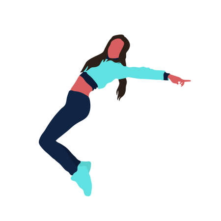 Dancing colorful girl on white background. Modern dance. Vector illustration.