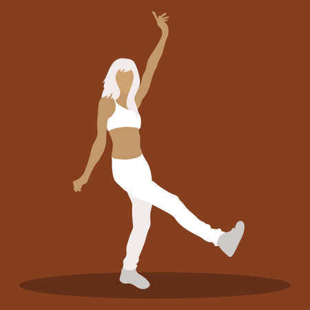 Dancing colorful girl on white background. Modern dance. Vector illustration.のイラスト素材