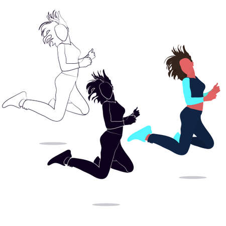 Huge collection of party people dancing. Silhouette of dancers.のイラスト素材