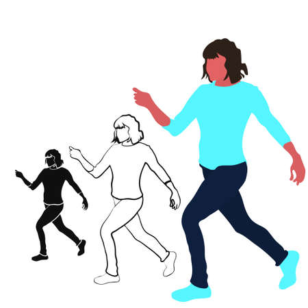 Huge collection of party people dancing. Silhouette of dancers.