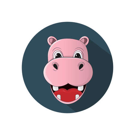 Cartoon funny, cute and little hippo character, isolated on white background- Vectorのイラスト素材