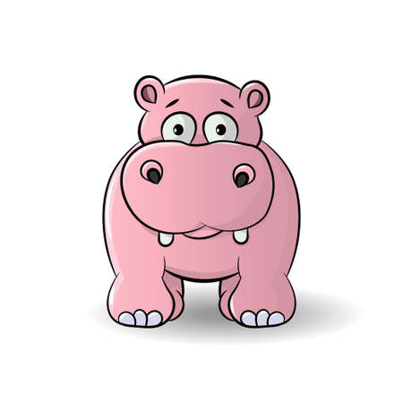 Cartoon funny, cute and little hippo character, isolated on white background- Vectorのイラスト素材