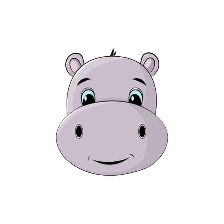 Cartoon funny, cute and little hippo character, isolated on white background- Vectorのイラスト素材