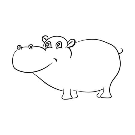 Cartoon funny, cute and little hippo character, isolated on white background- Vectorのイラスト素材