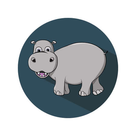Cartoon funny, cute and little hippo character, isolated on white background- Vectorのイラスト素材