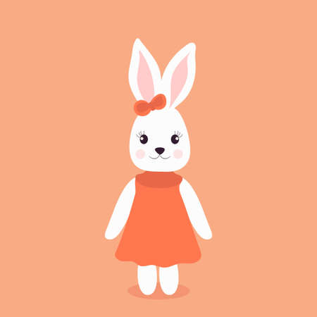 Happy Easter Bunny Vector illustration. Cute Rabbit cartoon character.のイラスト素材