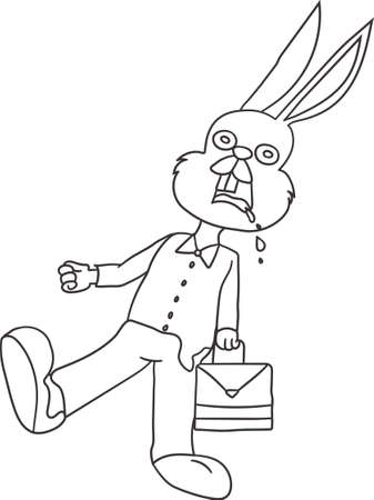Zombie Bunny cartoon character. Rabbit going to work or school.のイラスト素材
