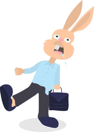 Zombie Bunny cartoon character. Rabbit going to work or school.のイラスト素材