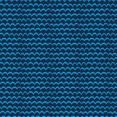 Seamless pattern with ocean waves. Horizontal texture wave simple background. Flat vector illustration, cartoonのイラスト素材