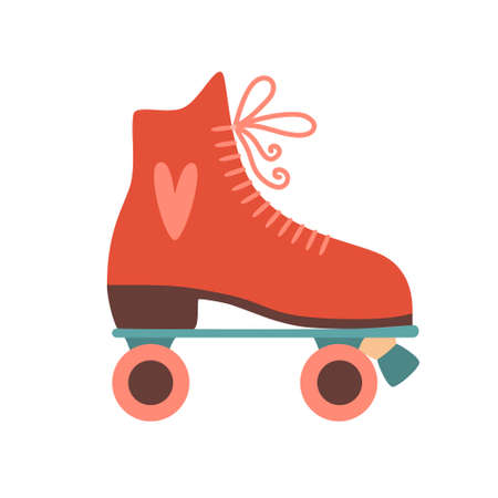 Cute vintage retro quad roller skates isolated on white background. Vector illustration, clipart, cartoon.のイラスト素材
