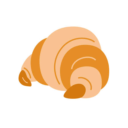 Simple cartoon croissant isolated on white background. Vector illustration, clip art.のイラスト素材